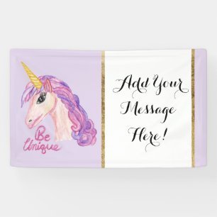 Girly Aquarell-Einhörner sind einzigartige Banner