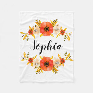 Girly Aquarell-korallenroter Fleecedecke