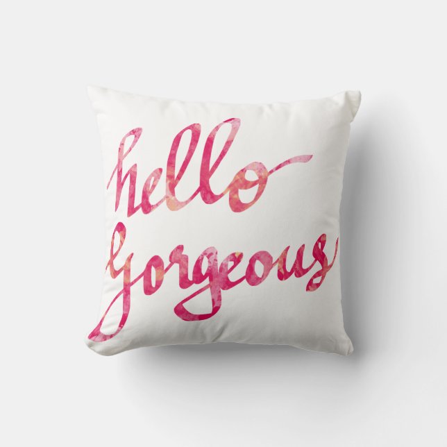 Girly Aquarell-Rosa-hallo herrliche Typografie Kissen (Vorderseite)