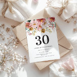 Girly Aquarellblume 30. Geburtstag pink chic<br><div class="desc">Girly Aquarellblume 30. Geburtstag pinkfarbene Party Einladungen. Schönes,  elegantes und modernes Party.</div>