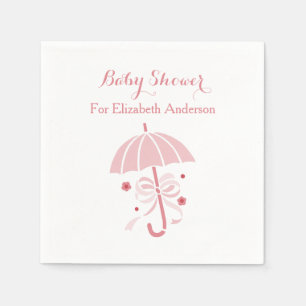 Girly Baby-Duschen-niedlicher rosa Regenschirm mit Serviette