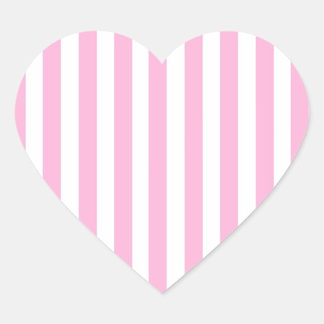 Girly Baby Pink Solid Stripes Muster Herz-Aufkleber (Vorderseite)