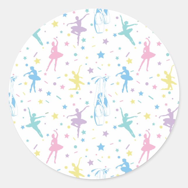 Girly Ballerina Dancer - Ballet Pattern Runder Aufkleber (Vorderseite)