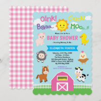 Girly Barnyard Baby Shower Pink Farm Animals Party