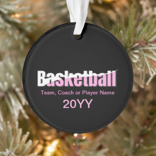 Girly Basketball Player Pink Typografy Ornament
