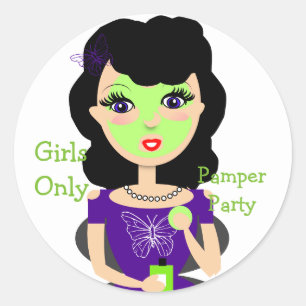 Girly Beauty Pamper Party Girls Nur Thema Runder Aufkleber