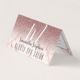 Girly Beruflich Pinky Glittery Monogram Visitenkarten