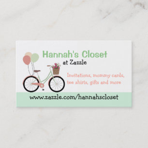 Girly Bike and Balloons Business Card Telefonnummerkarte