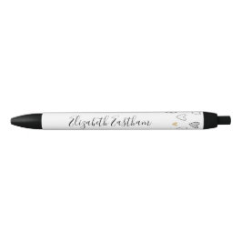 Girly Black Gold Heart Feminine Script Kugelschreiber