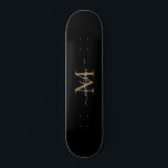Girly Black Gold Monogram Elegante Moderne Skripte Skateboard<br><div class="desc">Girly Black Gold Monogram Elegante Modern Script Skateboard</div>