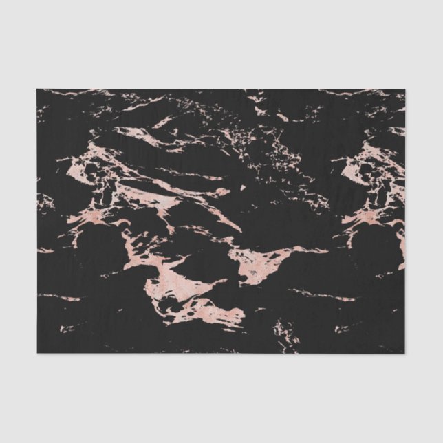 Girly Black Marble Rose Gold Foil Seidenpapier (Vorderseite)