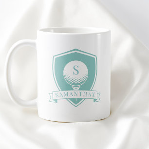 Girly Blau Grün Moderne Anfangsbuchstabe Monogramm Kaffeetasse