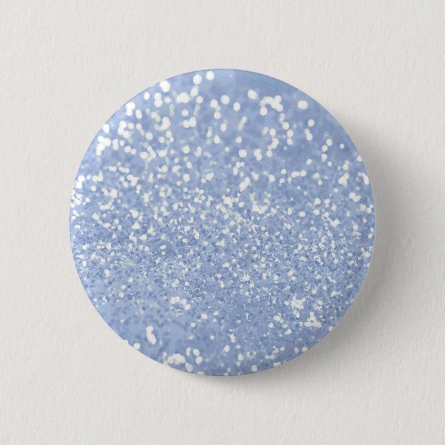 Girly blauer weißer abstrakter Glitzer-Foto-Druck Button (Vorderseite)