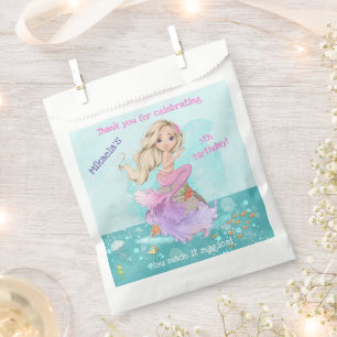 Girly Blonde Mermaid Birthday Vielen Dank Geschenktütchen