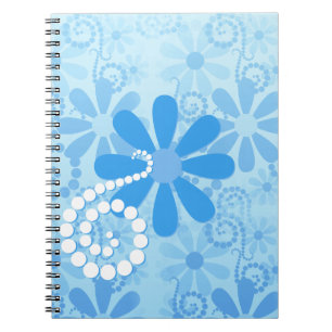 Girly Blue Floral Retro Blume Notizblock