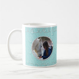 Girly Blue Imitate Funkelnd Zwei Foto Herzinfarkt Kaffeetasse