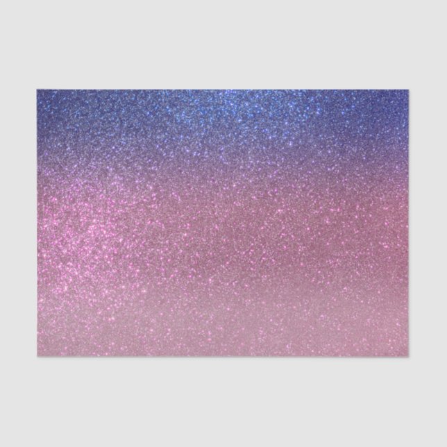 Girly Blue Pink Funkelnd Glitzer Ombre Gradient Seidenpapier (Vorderseite)