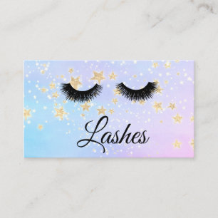 *~* Girly BLUE PINK Lashes Extensions Glitzer Visitenkarte
