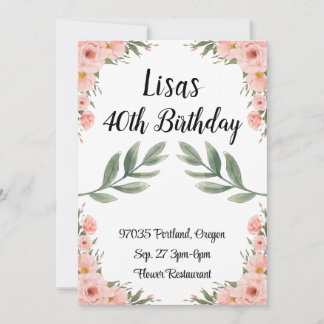 Girly Blume Geburtstag Einladung