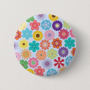 Girly Blumen-Power-buntes Blumenmuster Button