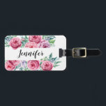 Girly Blumengepäckmonogrammumbau Gepäckanhänger<br><div class="desc">Ihre Tasche ist einfach,  mit diesem eleganten Gepäckanhänger zu beschmutzen.  Personifizieren Sie sie mit Ihren Kontaktinformationen.</div>