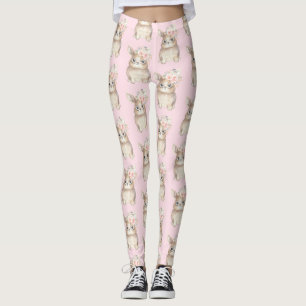 Girly Blumenhäschen-KaninchenWatercolor erröten Leggings
