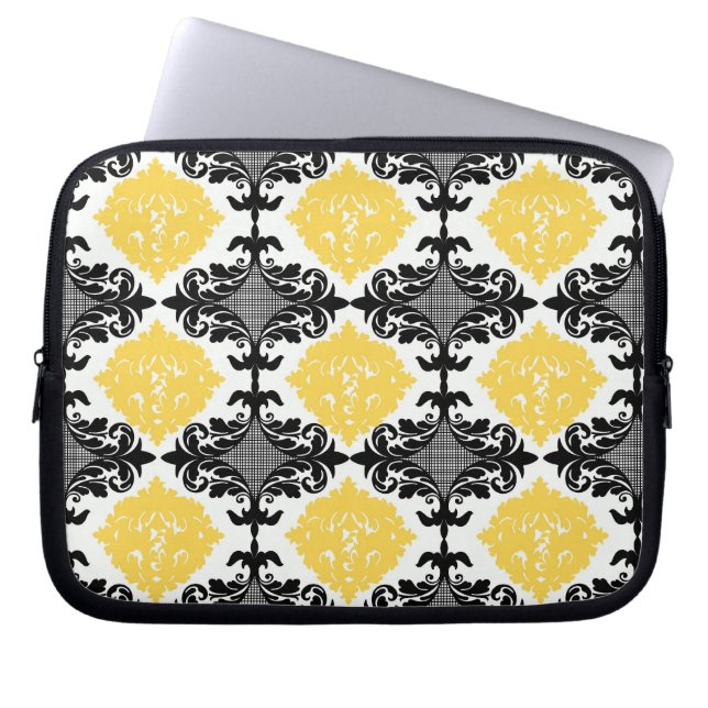 Girly Blumenmit blumenmuster des gelben u. Laptopschutzhülle (Vorderseite)