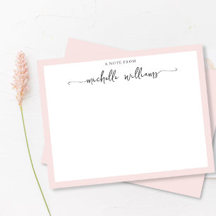 Girly Blush Elegante Calligrafy Script Note from Mitteilungskarte
