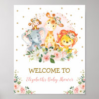 Girly Blush Floral Jungle Animals Safari Wild One