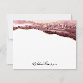 Girly Blush Gold Agate Geode Script Typografie Mitteilungskarte