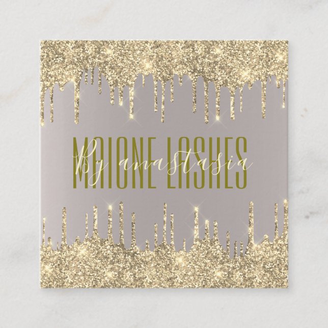 Girly Blush Gold Glitterie Tropfens Artist Makeup  Quadratische Visitenkarte (Vorderseite)