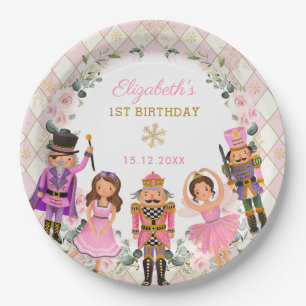 Girly Blush Nutcracker Geburtstagsparty Baby Girl Pappteller