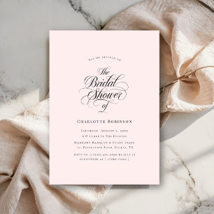 Girly Blush Pink Boho Wedding Script Brautparty Einladung