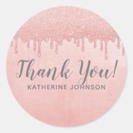 Girly Blush Pink Driving Glitzer Vielen Dank Runder Aufkleber