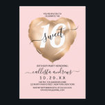 Girly Blush Pink Gold Foil Herzballon Sweet 16 Einladung<br><div class="desc">Diese junge, moderne und niedliche 16 . Geburtstag Geburtstagsfeier ist perfekt für das trendige und stilvolle Mädchen. Es verfügt über ein Imitat bedruckt Goldfolie Herz-Ballon mit einem großen "16" auf einem einfachen rot rosa Hintergrund. Es ist ein elegantes, cooles, hübsches und chic lustiges Design! ***WICHTIGE HINWEIS FÜR DESIGN: Für individuelle...</div>