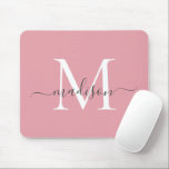Girly Blush Pink Gray Monogram Elegantes Chic Scri Mousepad<br><div class="desc">Modernes Rosa rosa rosa rosa graues Monogramm Elegantes Girly Chic Script Mouse Pad</div>