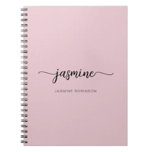 Girly Blush Pink Moderne Schrift Monogramm Name No Notizblock