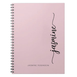 Girly Blush Pink Moderne Schrift Monogramm Name  Notizblock