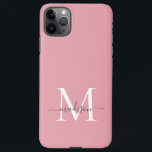 Girly Blush Pink Monogram Elegantes Graues Chic Sc iPhone 11Pro Max Hülle<br><div class="desc">Girly Blush Pink Monogram Elegant Graues Chic Script Handy Case</div>