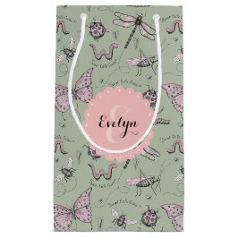 Girly Blush Pink & Sage Sweet Little Critter Name Kleine Geschenktüte