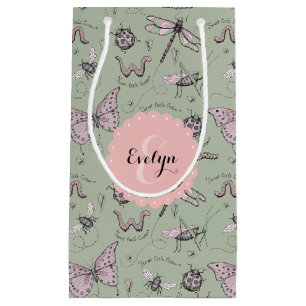 Girly Blush Pink & Sage Sweet Little Critter Name Kleine Geschenktüte