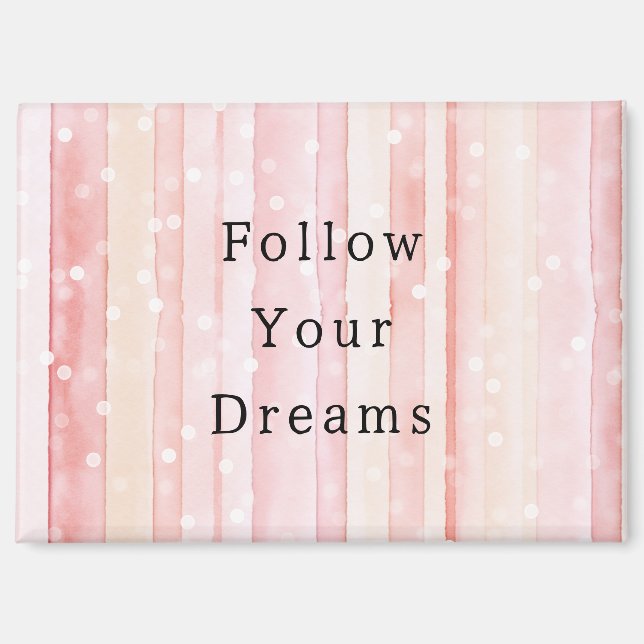 Girly Blush Pink Stripes White Dots Dreams Magnet (Vorderseite)