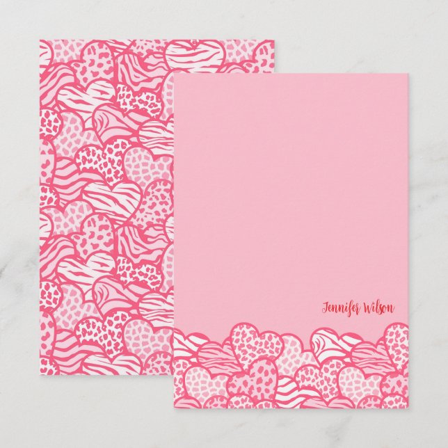 Girly Blush Pink Süße Tier Druckhörnchen Name Dankeskarte (Vorne/Hinten)