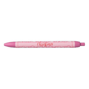 Girly Blush Pink Süße Tier Druckhörnchen Name Kugelschreiber