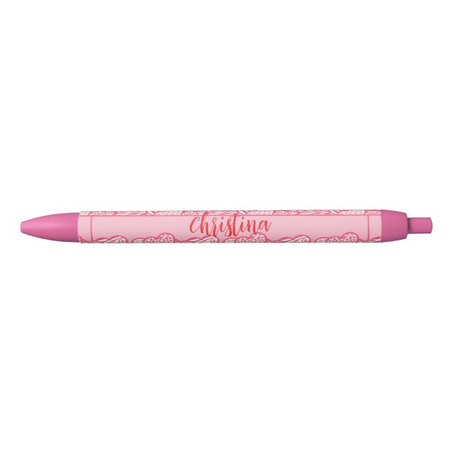 Girly Blush Pink Süße Tier Druckhörnchen Name Kugelschreiber (Vorderseite)