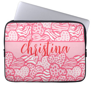 Girly Blush Pink Süße Tier Druckhörnchen Name Laptopschutzhülle