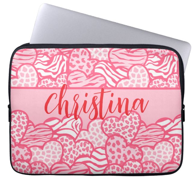 Girly Blush Pink Süße Tier Druckhörnchen Name Laptopschutzhülle (Vorderseite)