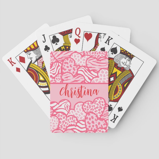 Girly Blush Pink Süße Tier Druckhörnchen Name Spielkarten (Rückseite)