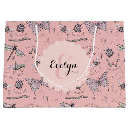Girly Blush Pink Sweet Little Critter Monogram Große Geschenktüte