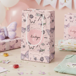 Girly Blush Pink Sweet Little Critter Monogram Kleine Geschenktüte